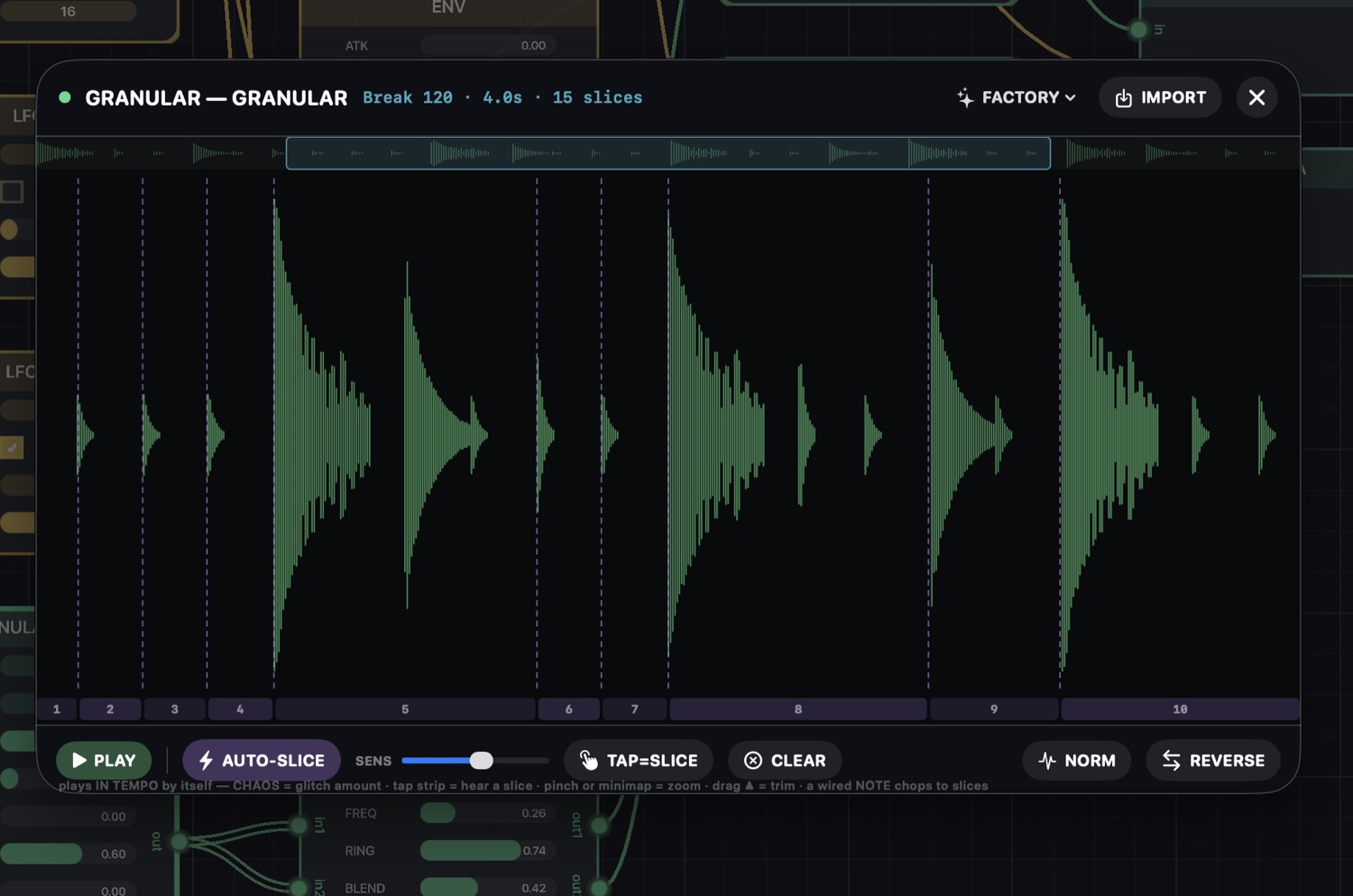The Granular sample workstation with waveform and slices